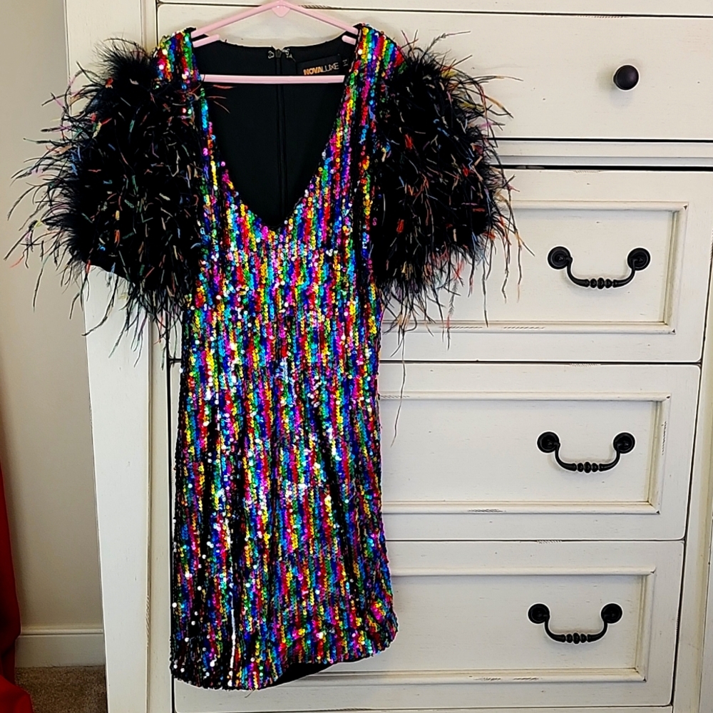 Sequin Feather Dress
